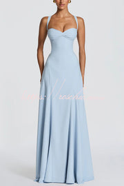 Chiffon Sweetheart Maxi Dress with Lace-Up Back & Bustier
