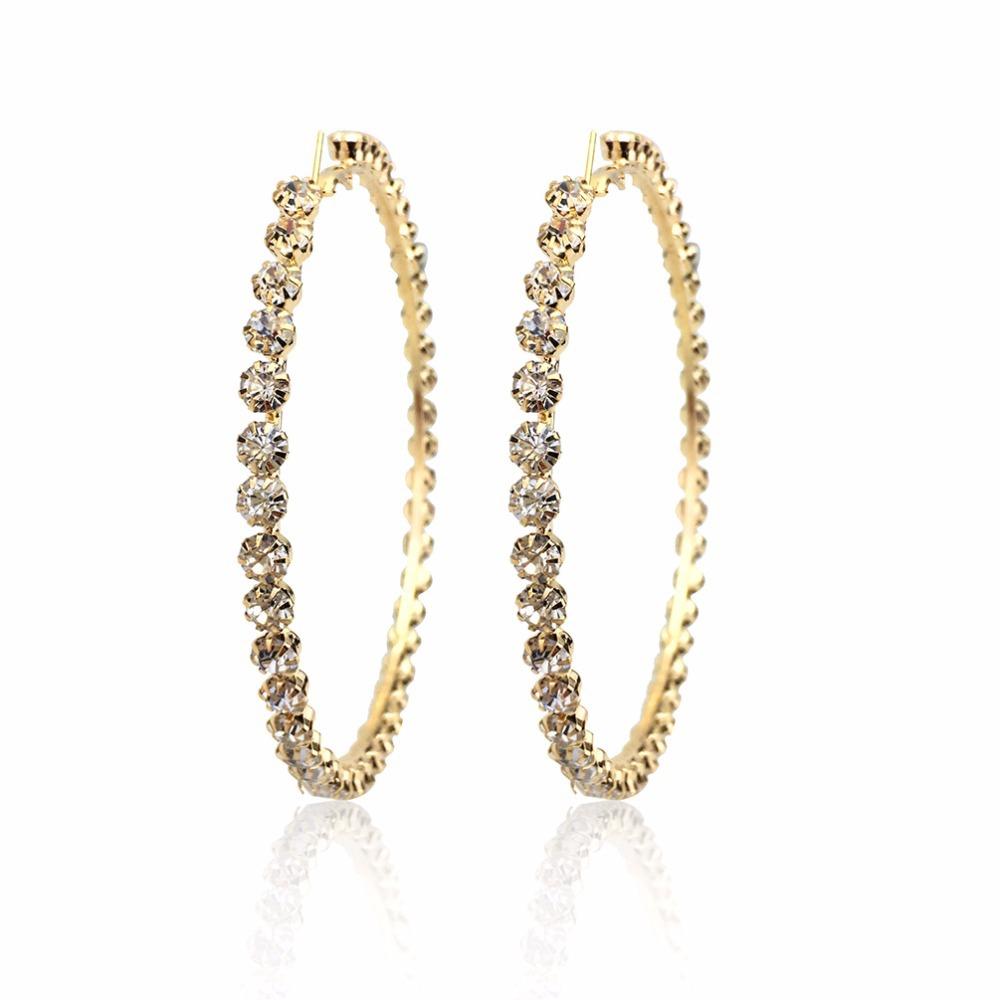 Gold-Plated Acrylic Circle Drop Earrings – 3.28" Diameter