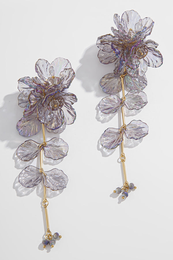 Tassel Floral Pearlescent Mermaid Drop Earrings