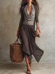Smoky Grey Bohemian Flowing Two-Piece Skirt Set