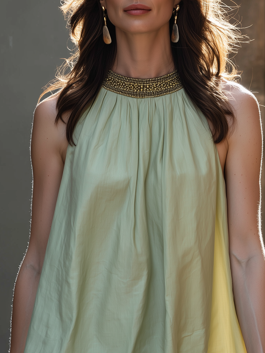 Mint Green Boho Sleeveless Blouse | Relaxed Summer Top