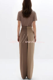 Two-Tone Oversized Blazer and Wide-Leg Pants Set