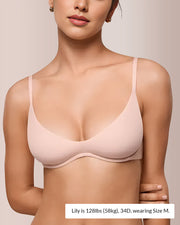 Unlined Underwire Demi Balconette Bra – Deep Plunge Support