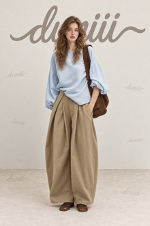Duniii Pleated Barrel-Leg Pants
