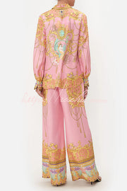 Tiger Print Long Sleeve Shirt and Pants Set – Loose Fit