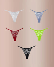 French Embroidered Sheer Lace Thong Panties