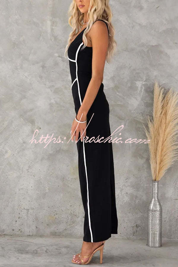 Robe longue moulante extensible sans manches pour tenue de soirée