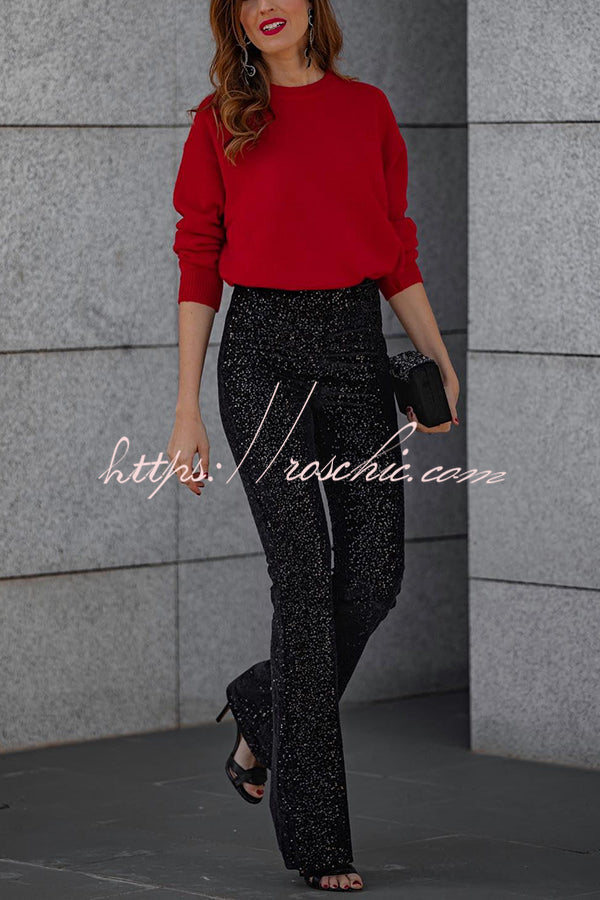 Sequin High-Rise Flare Pants – Sparkly Party Bottoms