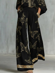 Set bluză jacquard și pantaloni cu picioare largi | Boho Luxe
