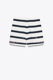 Striped Short Sleeve T-Shirt & High-Rise Loose Shorts Set