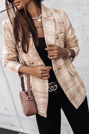 Double Breasted Plaid Blazer – Loose Fit Casual Jacket