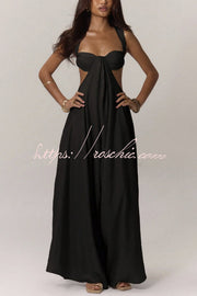 Women's Wide-Leg Jumpsuit – Square Neck Sleeveless Loose Fit