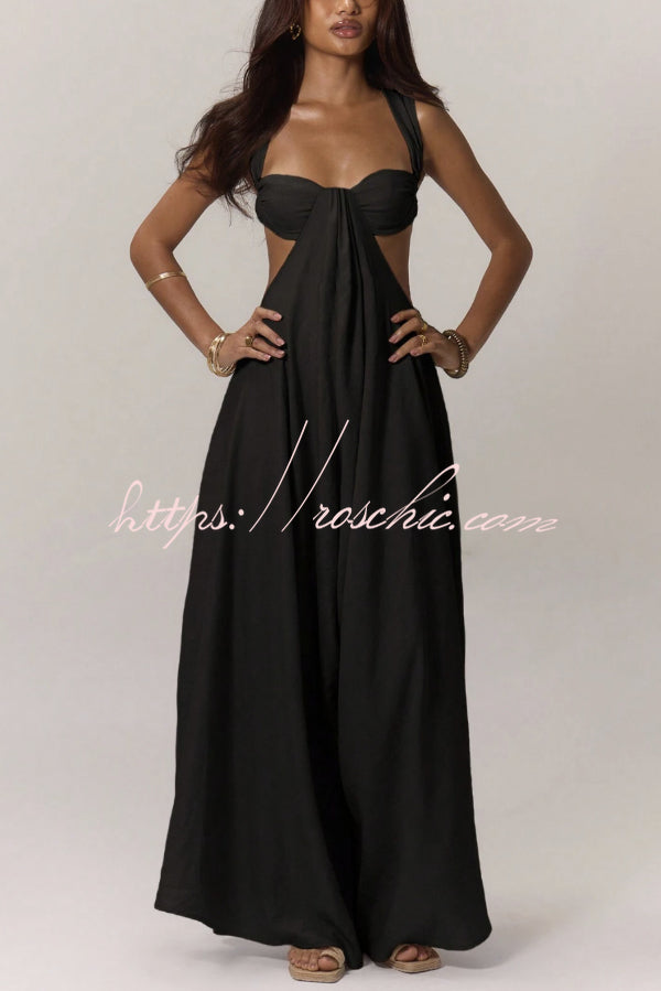 Women's Wide-Leg Jumpsuit – Square Neck Sleeveless Loose Fit