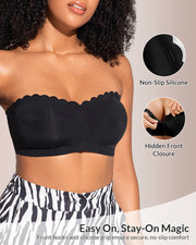 Strapless Front-Closure Bandeau Bra with Clear Straps