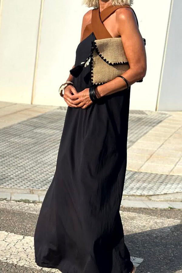 Sleeveless Off-Shoulder Backless Loose Maxi Dress