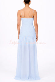 Floral Chiffon Strapless Maxi Dress – Off Shoulder Party Gown