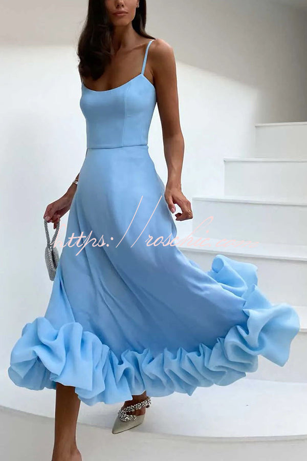 Flounce Bustier Midi Dress for Parties & Banquets