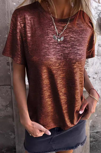 Bronzing kortærmet T-shirt – Loose Fit rund hals