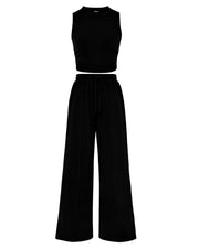 Sleeveless Knit Wide-Leg Lounge Set