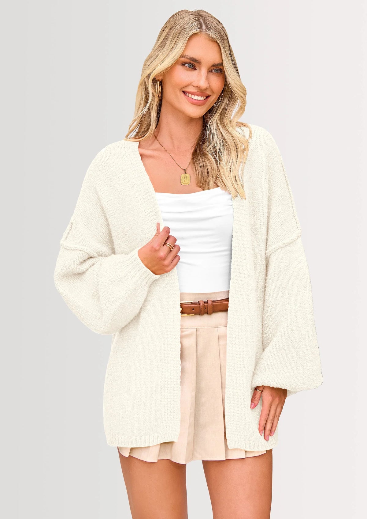 Oversized Cardigan Sweater for Women - Open Front Knit