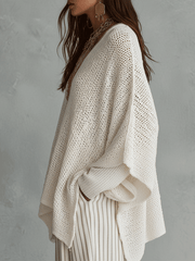 Neutral Bohemian Pullover Knit Sweater Top