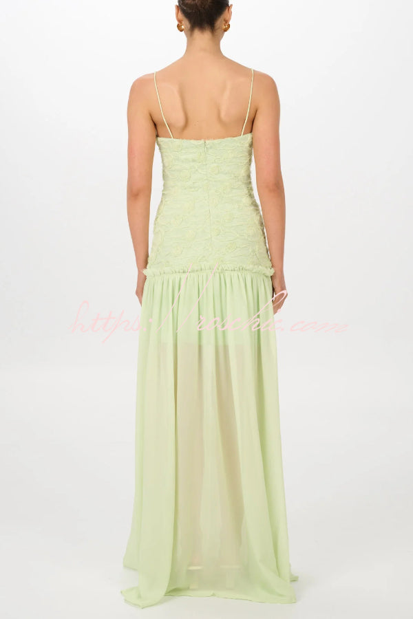 Floral Chiffon Strapless Maxi Dress – Off Shoulder Party Gown