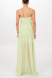 Floral Chiffon Strapless Maxi Dress – Off Shoulder Party Gown