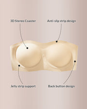 Seamless Strapless Push-Up Bandeau Bra with Anti-Slip Grip
