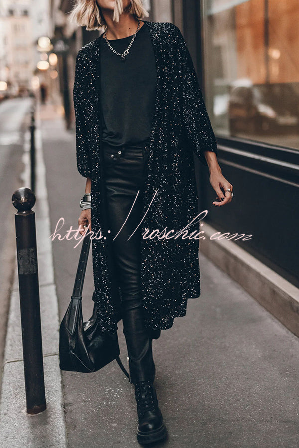 Sequin Bell Sleeve Kimono | Disco Party Cover-Up