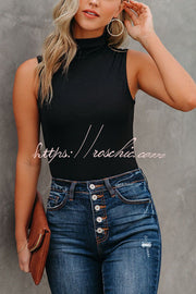 Seamless Turtleneck Tank Top – Regular Fit Casual Sleeveless