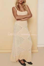 Knitted Argyle Backless Maxi Dress – Slim Fit Sleeveless
