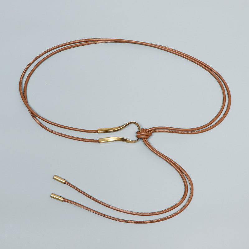PU Leather Lace-Up Waist Belt – Chinese Style Rope