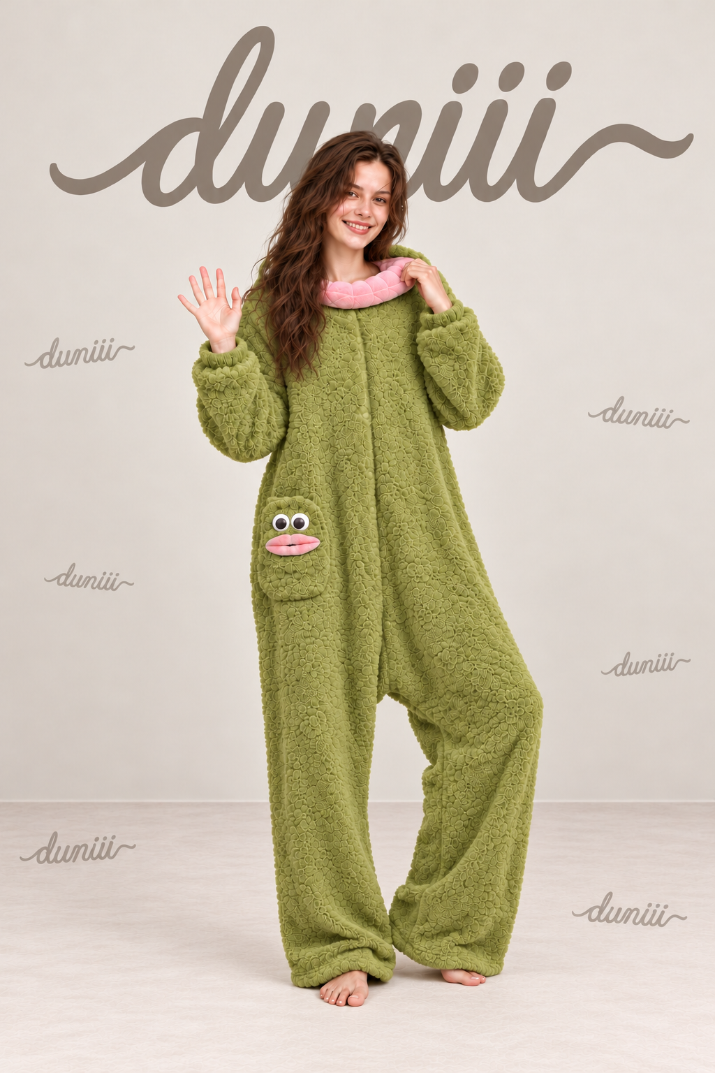 Duniii Monster Character Onesie with Contrast Pocket