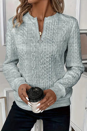 Women's Casual Zip-Up Sweatshirt with Round Neck