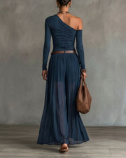 One-Shoulder Tulle Skirt Set