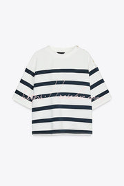 Striped Short Sleeve T-Shirt & High-Rise Loose Shorts Set