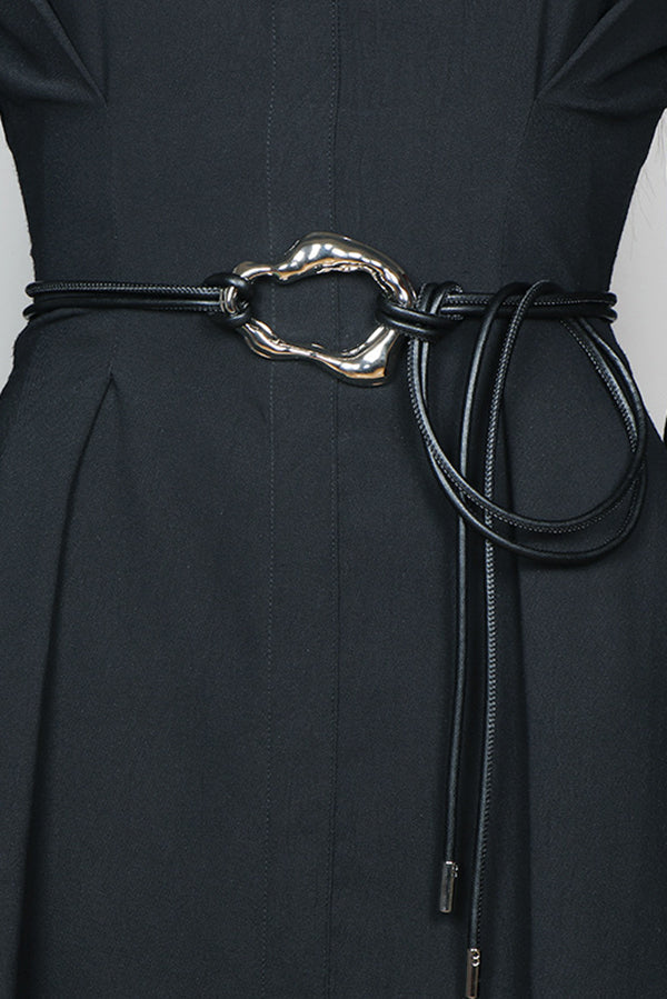 Ceinture à lacets en cuir PU – Corde de style chinois
