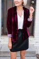Blazer de Terciopelo para Mujer – Chaqueta de Solapa de Manga Larga