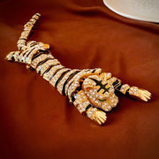 Vintage Rhinestone Tiger Brooch | Zinc Alloy Statement Pin