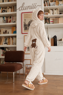 Duniii Plush Bear Face Slippers with Star Accents