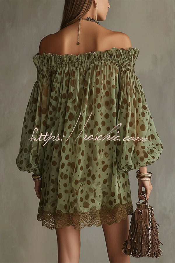 Polka Dot Sheer Off-the-Shoulder Mini Dress