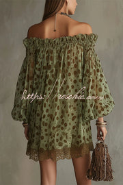 Polka Dot Sheer Off-the-Shoulder Mini Dress
