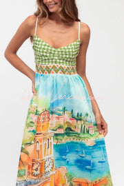 Printed Spaghetti Strap Pleated Maxi Dress – Vacation Style