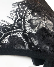 Eyelash Lace Strappy Floral Bow Thong