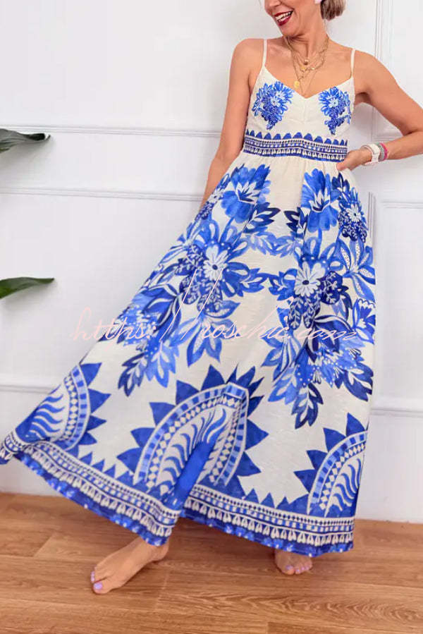 Blue & White Striped Sundress – Loose Fit Long Vacation Dress