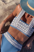 Ethnic Embroidery Bikini Set with Square Neck