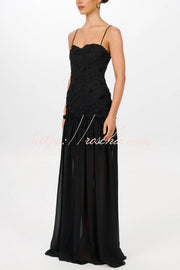 Floral Chiffon Strapless Maxi Dress – Off Shoulder Party Gown