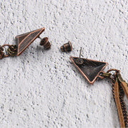 Retro Tassel Shell Leaf Drop Earrings with Long Fringe