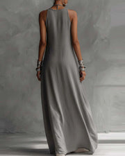 Two-Tone Sleeveless Maxi Dress