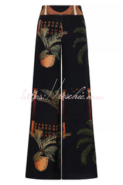 Printed Halter Two-Piece Set – Wide-Leg Pants & Tank Top